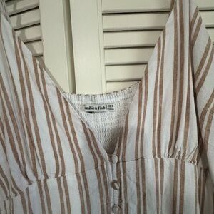 Abercrombie & Fitch Striped V-Neck Linen Maxi Dress